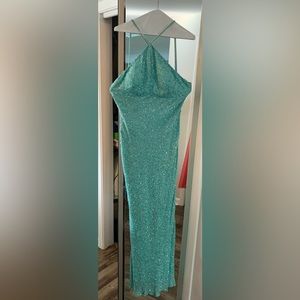 Sea foam beaded gown. Size 6.